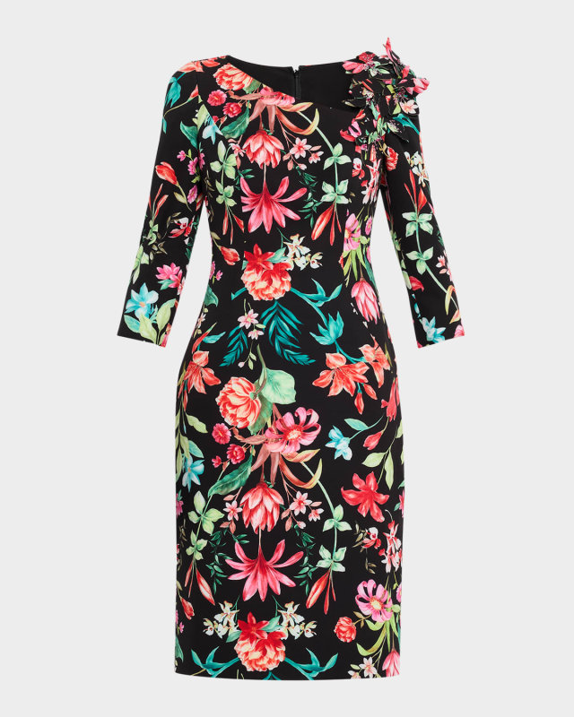 Bodycon Floral-Print Scuba Dress